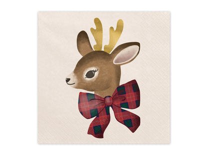 Serviettes motif cerf, 33x33 cm, mix (lot de 12 pièces)