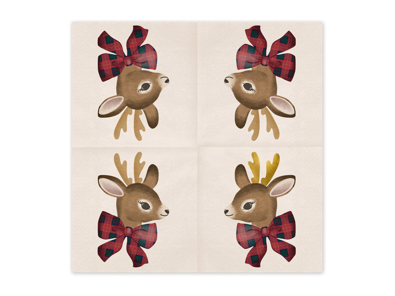 Serviettes motif cerf, 33x33 cm, mix (lot de 12 pièces)