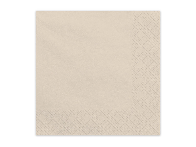 Serviettes en papier, beige, 33x33 cm – lot de 20 pièces