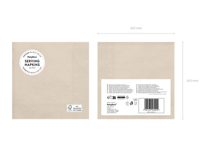 Serviettes en papier, beige, 33x33 cm – lot de 20 pièces