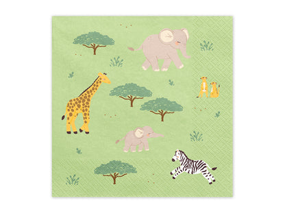 Serviettes anniversaire Safari 33 cm – Lot de 12