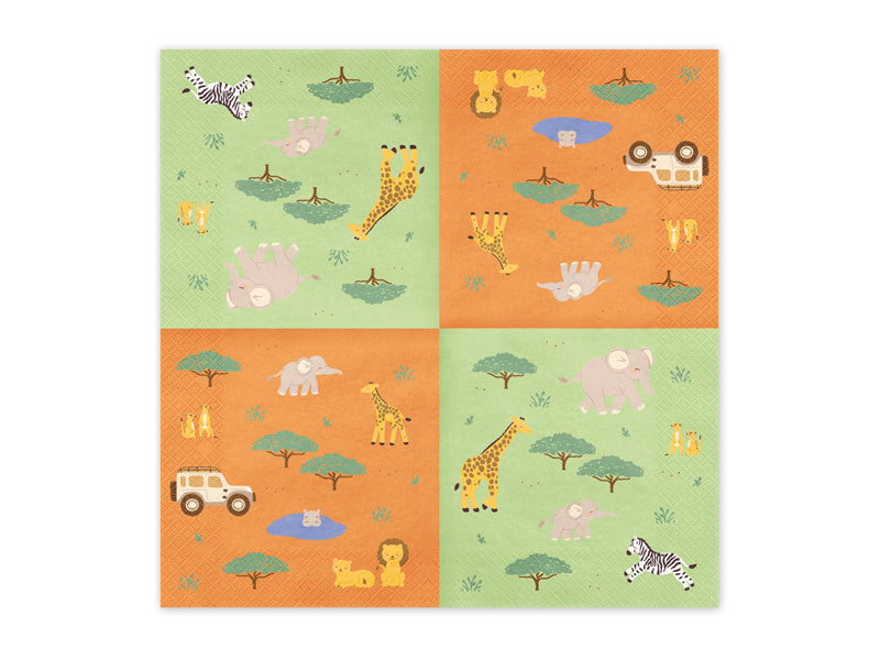 Serviettes anniversaire Safari 33 cm – Lot de 12
