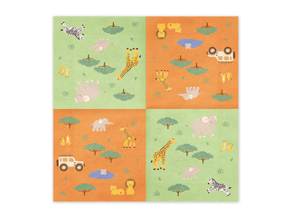 Serviettes anniversaire Safari 33 cm – Lot de 12