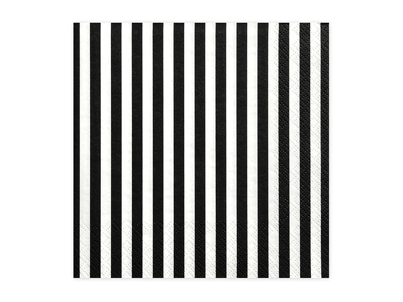 Serviettes à rayures noires, 33 x 33cm – lot de 20