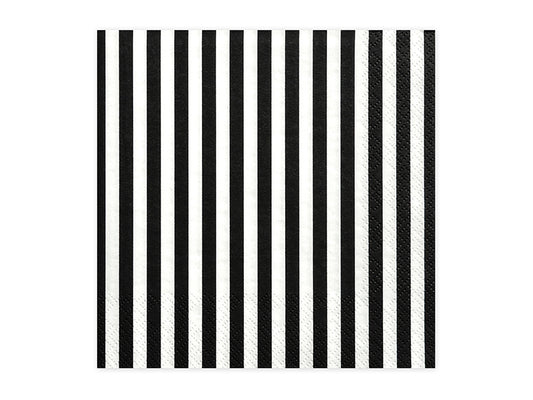 Serviettes à rayures noires, 33 x 33cm – lot de 20