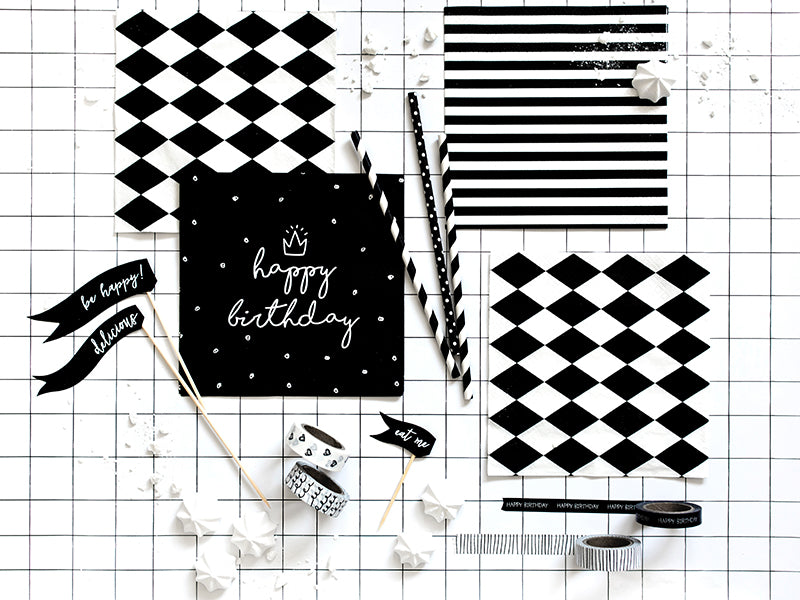 Serviettes à rayures noires, 33 x 33cm – lot de 20