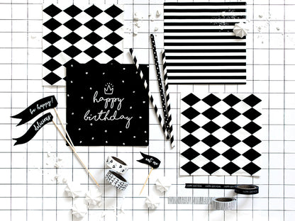 Serviettes à rayures noires, 33 x 33cm – lot de 20