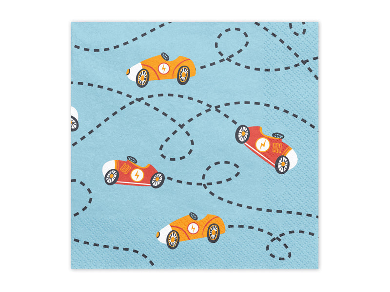Serviettes Cars, 33x33 cm, mélange de couleurs (1 pqt. / 12 pc.)