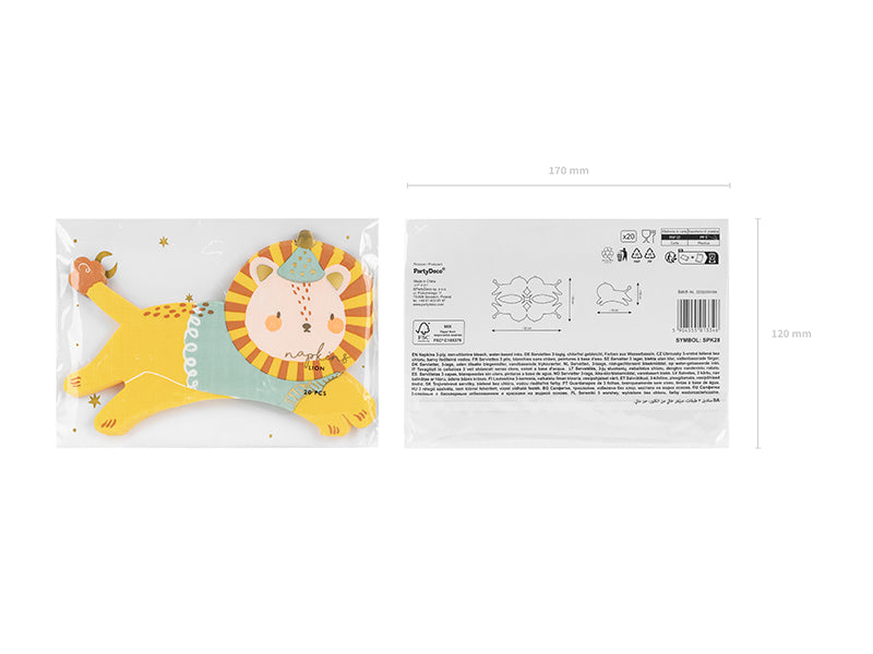 Serviettes lion – Lot de 20 – Anniversaire Safari