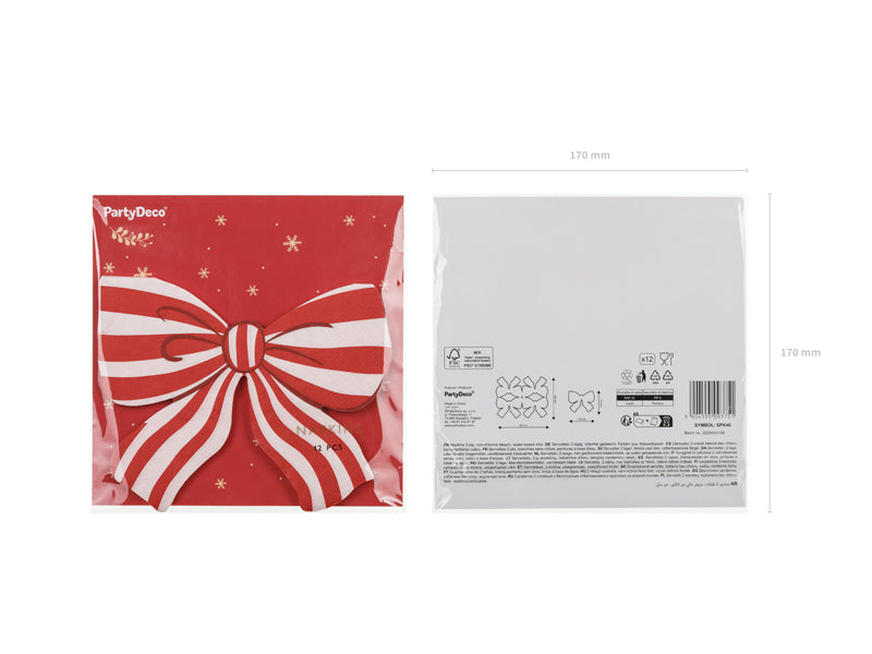 Serviettes Nœud Rayé, 16x13 cm, mix (lot de 12 pièces)