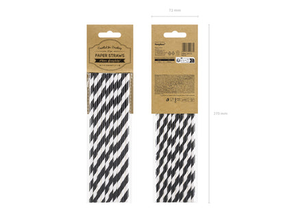 Pailles en papier, noir – 19,5cm – lot de 10