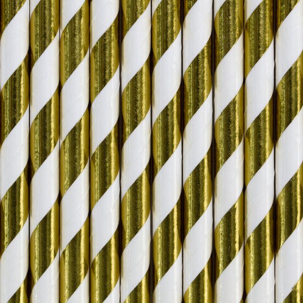 Pailles en papier, or, 19.5cm – lot de 10 pièces