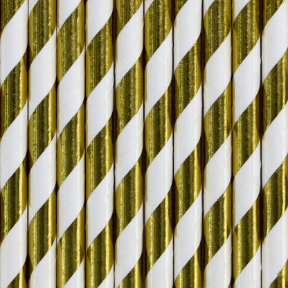 Pailles en papier, or, 19.5cm – lot de 10 pièces