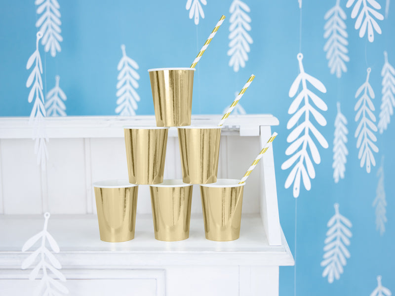 Pailles en papier, or, 19.5cm – lot de 10 pièces