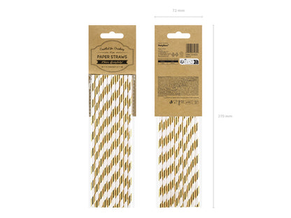 Pailles en papier, or, 19.5cm – lot de 10 pièces