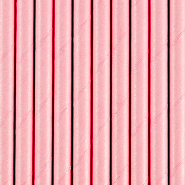 Pailles en papier, rose clair, 19.5cm – lot de 10 pièces