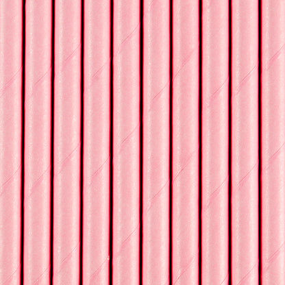 Pailles en papier, rose clair, 19.5cm – lot de 10 pièces