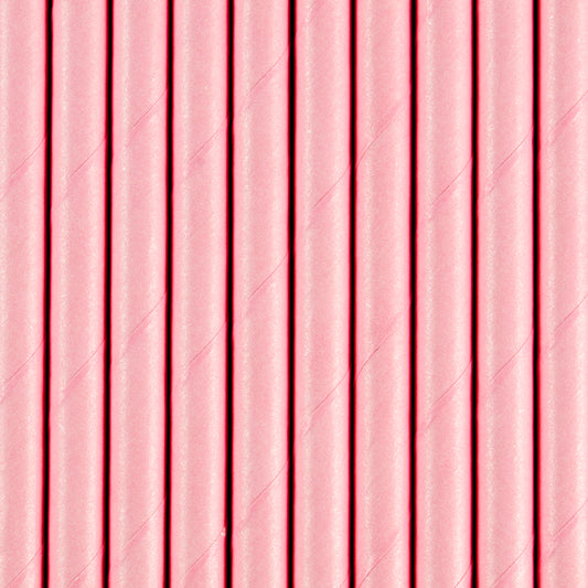 Pailles en papier, rose clair, 19.5cm – lot de 10 pièces