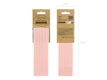 Pailles en papier, rose clair, 19.5cm – lot de 10 pièces