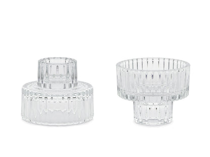 Bougeoirs en verre réversibles avec rebord – Lot de 4