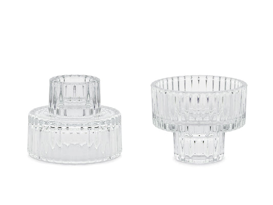 Bougeoirs en verre réversibles avec rebord – Lot de 4