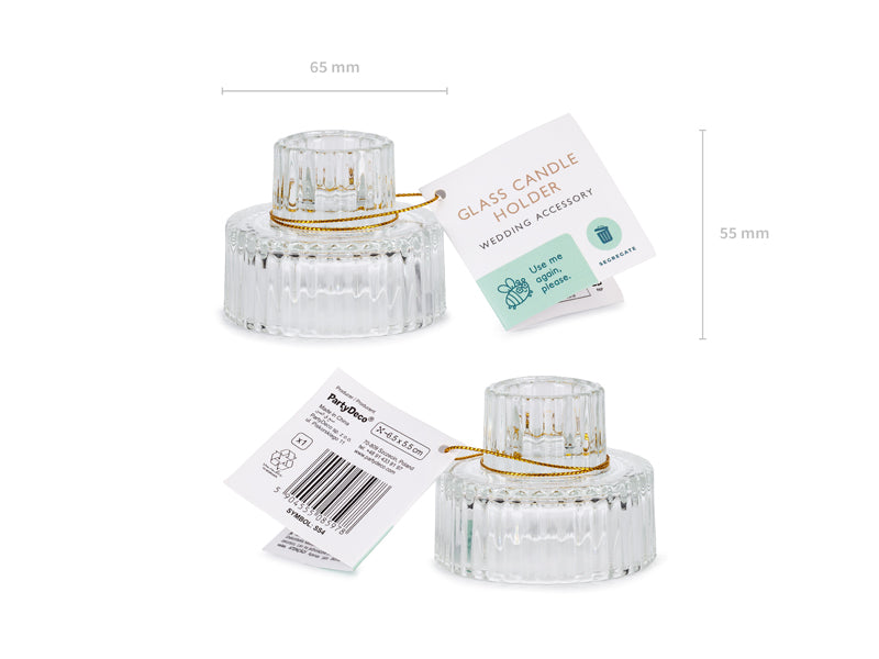Bougeoirs en verre réversibles avec rebord – Lot de 4