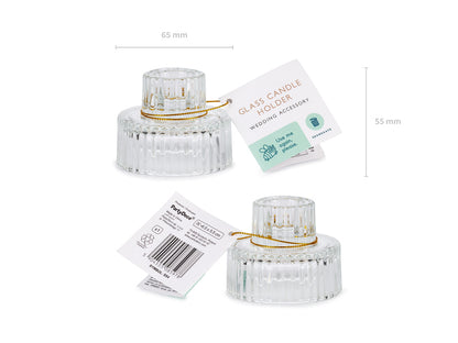 Bougeoirs en verre réversibles avec rebord – Lot de 4