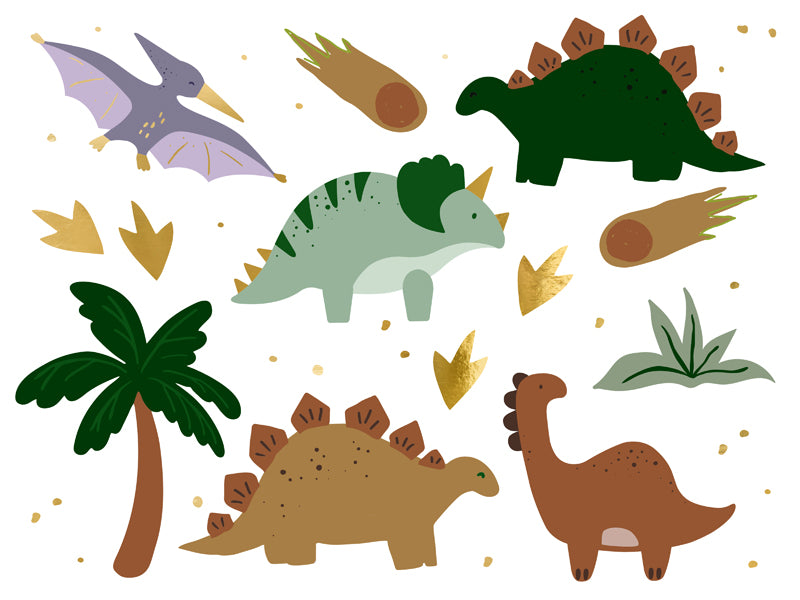 Tatouages temporaires Dinosaurees, multicolore – lot de 13