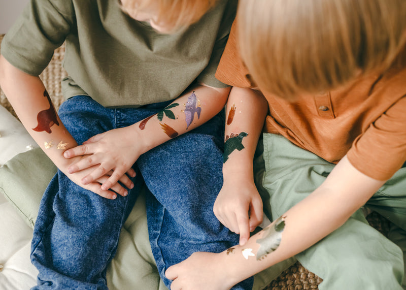 Tatouages temporaires Dinosaurees, multicolore – lot de 13