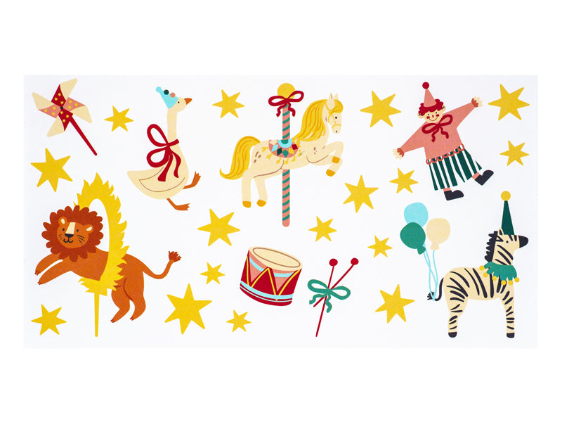 Tatouages temporaires Cirque – Lot de 24