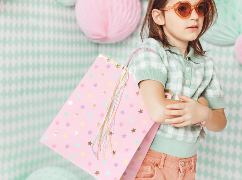 Sacs cadeaux étoiles, assortiment, 26x32x13cm