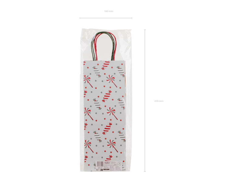 Sacs cadeaux Bonbons et pain d’épices, 12.5x33.5x9 cm, beige et bleu clair – Lot de 6