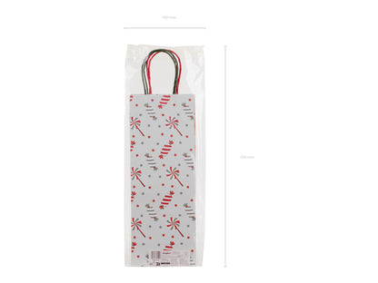 Sacs cadeaux Bonbons et pain d’épices, 12.5x33.5x9 cm, beige et bleu clair – Lot de 6