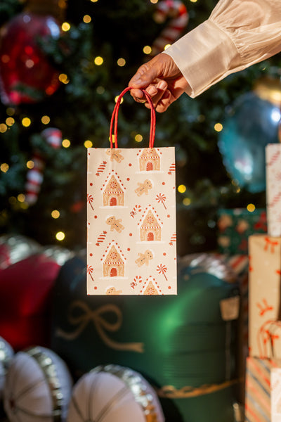 Sacs cadeaux Bonbons et pain d’épices, 19x25x10 cm, beige et bleu clair – Lot de 6