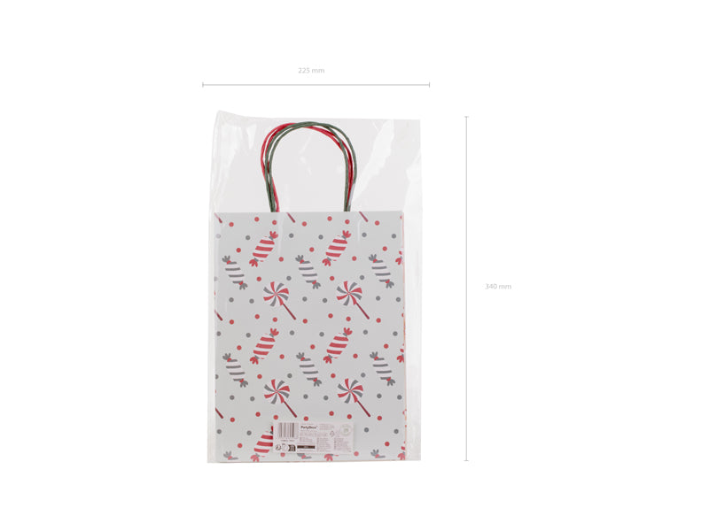Sacs cadeaux Bonbons et pain d’épices, 19x25x10 cm, beige et bleu clair – Lot de 6