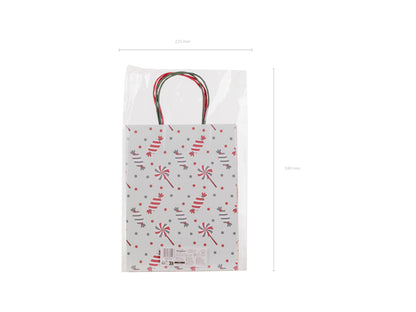 Sacs cadeaux Bonbons et pain d’épices, 19x25x10 cm, beige et bleu clair – Lot de 6