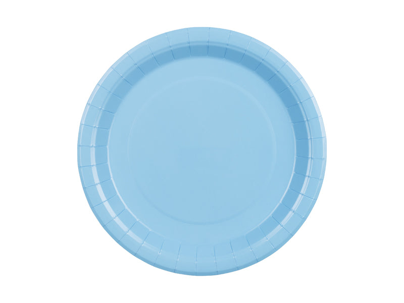 Assiettes en papier, bleu clair, 23 cm – lot de 6 pièces