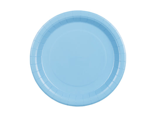 Assiettes en papier, bleu clair, 23 cm – lot de 6 pièces