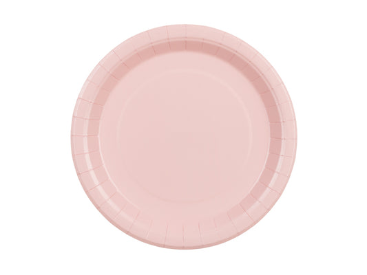 Assiettes en papier, rose clair, 23 cm – lot de 6 pièces