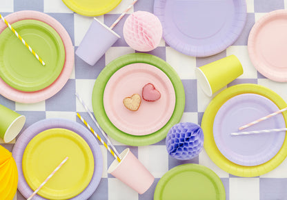 Assiettes en papier, rose clair, 23 cm – lot de 6 pièces