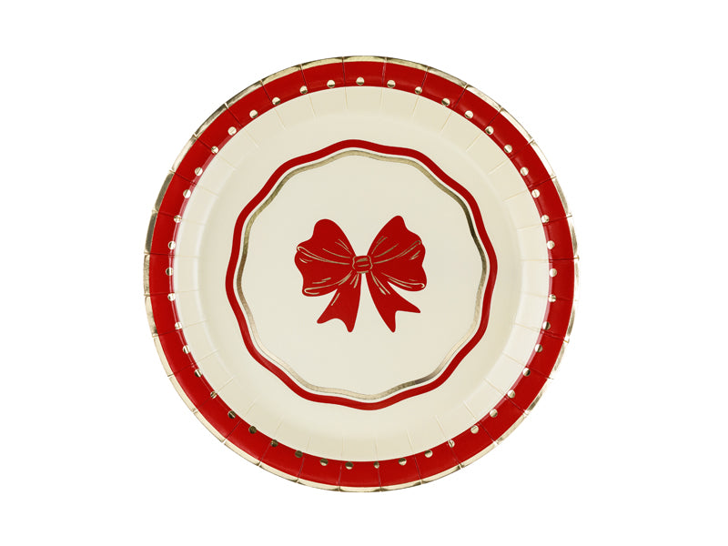 Assiettes Nœud, 18 cm, rouge-beige (lot de 6 pièces)