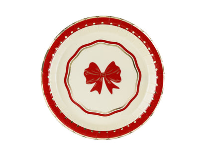 Assiettes Nœud, 18 cm, rouge-beige (lot de 6 pièces)