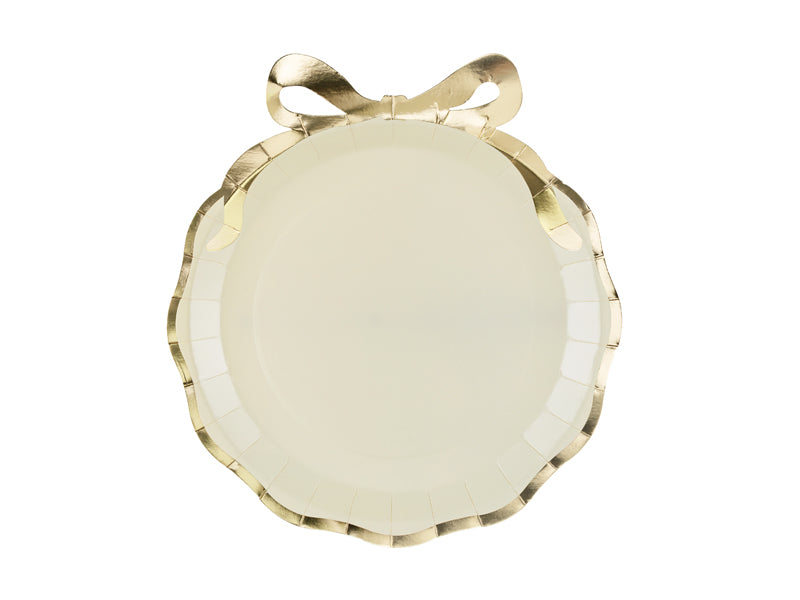 Assiettes avec nœud, 24x26.8 cm, beige-doré (lot de 6 pièces)