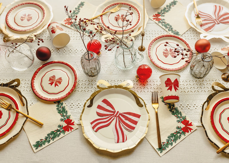Assiettes avec nœud, 24x26.8 cm, beige-doré (lot de 6 pièces)