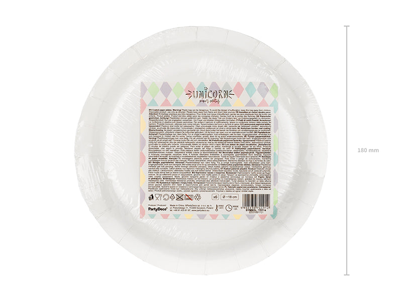Assiettes Licorne - étoiles, 18 cm – lot de 6 pièces