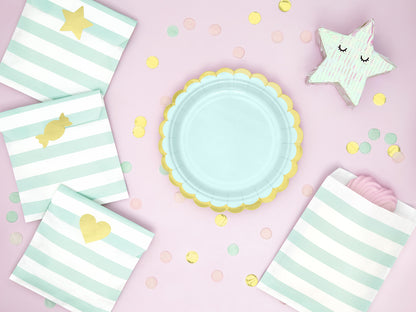 Assiettes anniversaire vert menthe, 18 cm – lot de 6 – Déco anniversaire Dino