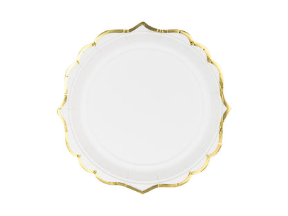 Assiettes blanches à bordure dorée – 18,5 cm – Lot de 6