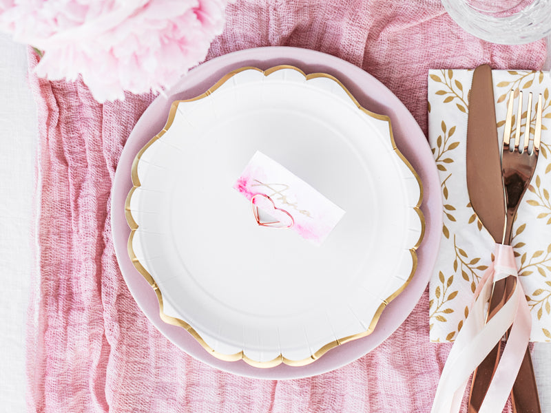 Assiettes blanches à bordure dorée – 18,5 cm – Lot de 6