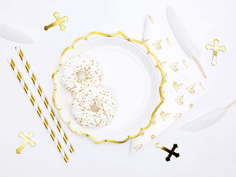 Assiettes blanches à bordure dorée – 18,5 cm – Lot de 6