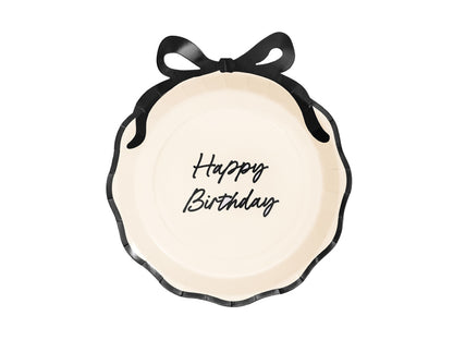 Assiettes papier Joyeux Anniversaire avec nœud, multicolore, 24 cm – lot de 6